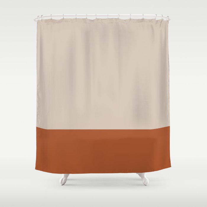 Minimalist Solid Color Block 1 In Putty, Terracotta Linen Shower Curtain