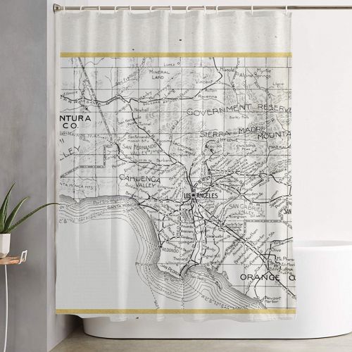 Map Shower Curtain, Gold Map Shower Curtain